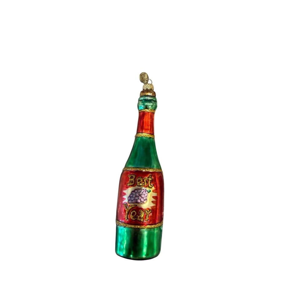 Dept 56 Glass Ornament Christmas New‎ Year Bottle Wine Champagne 5""Best Year"